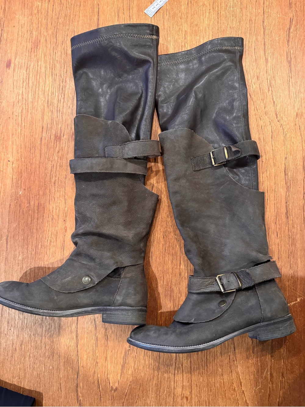 Made in Italy Brown Leather Over-the-Knee Biker Boots – Unknown Brand